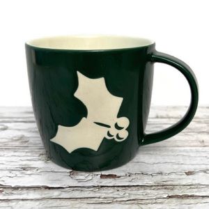 COPY - Starbucks 2011 Holiday Christmas Coffee Mug 16 Oz Green w White Holly Le…